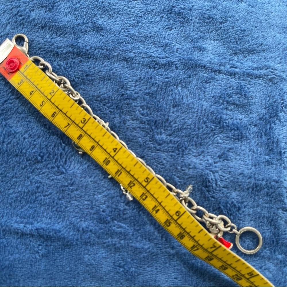 Vintage Enameled Cat Angels Dangle Charms Silver Bracelet  With Crystals - Picture 6 of 6